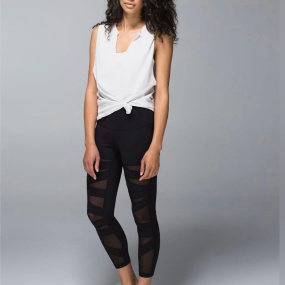 Black Mesh Panel Leggings